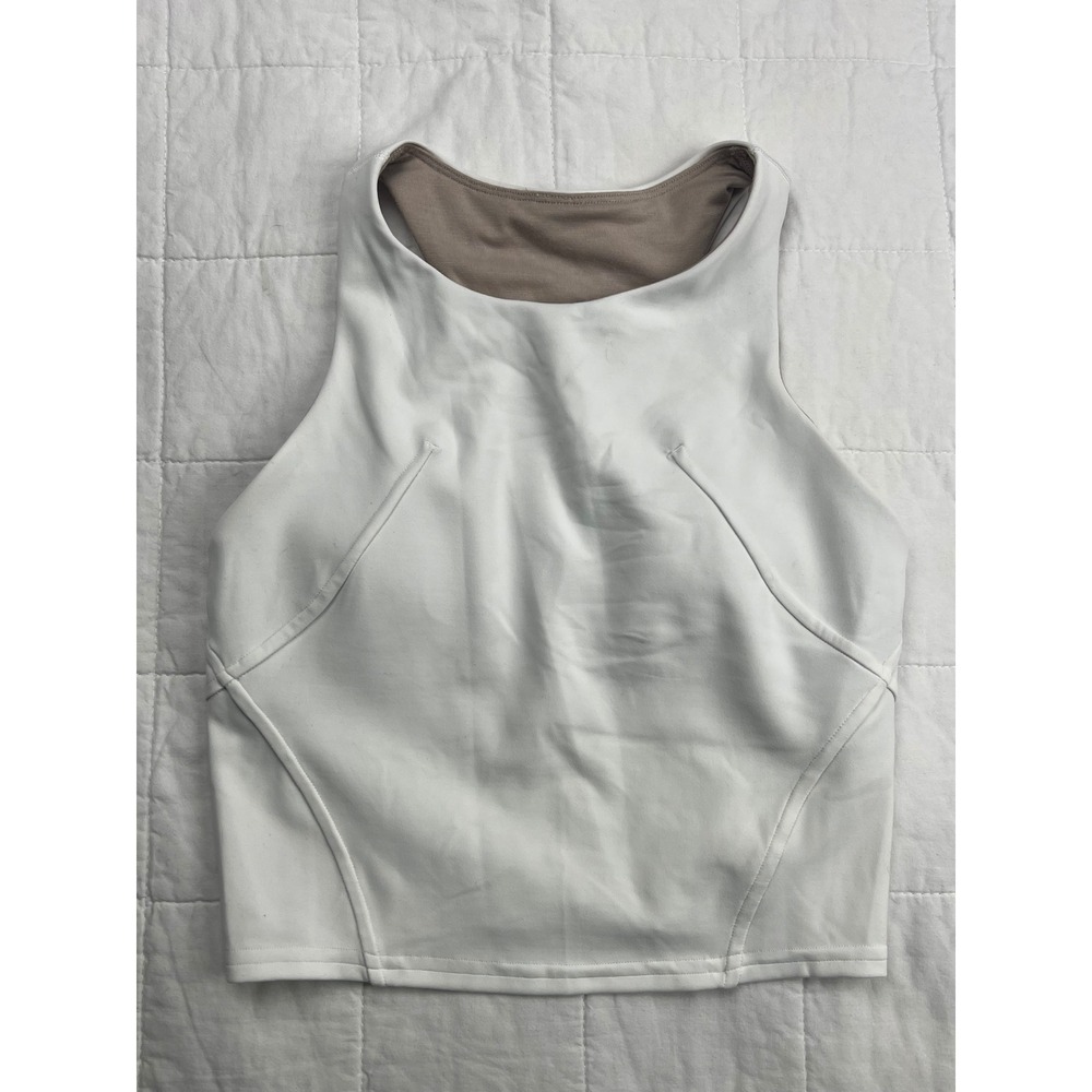 Lululemon align high neck White Cropped‎ Tank Top Built In Bra Size 2